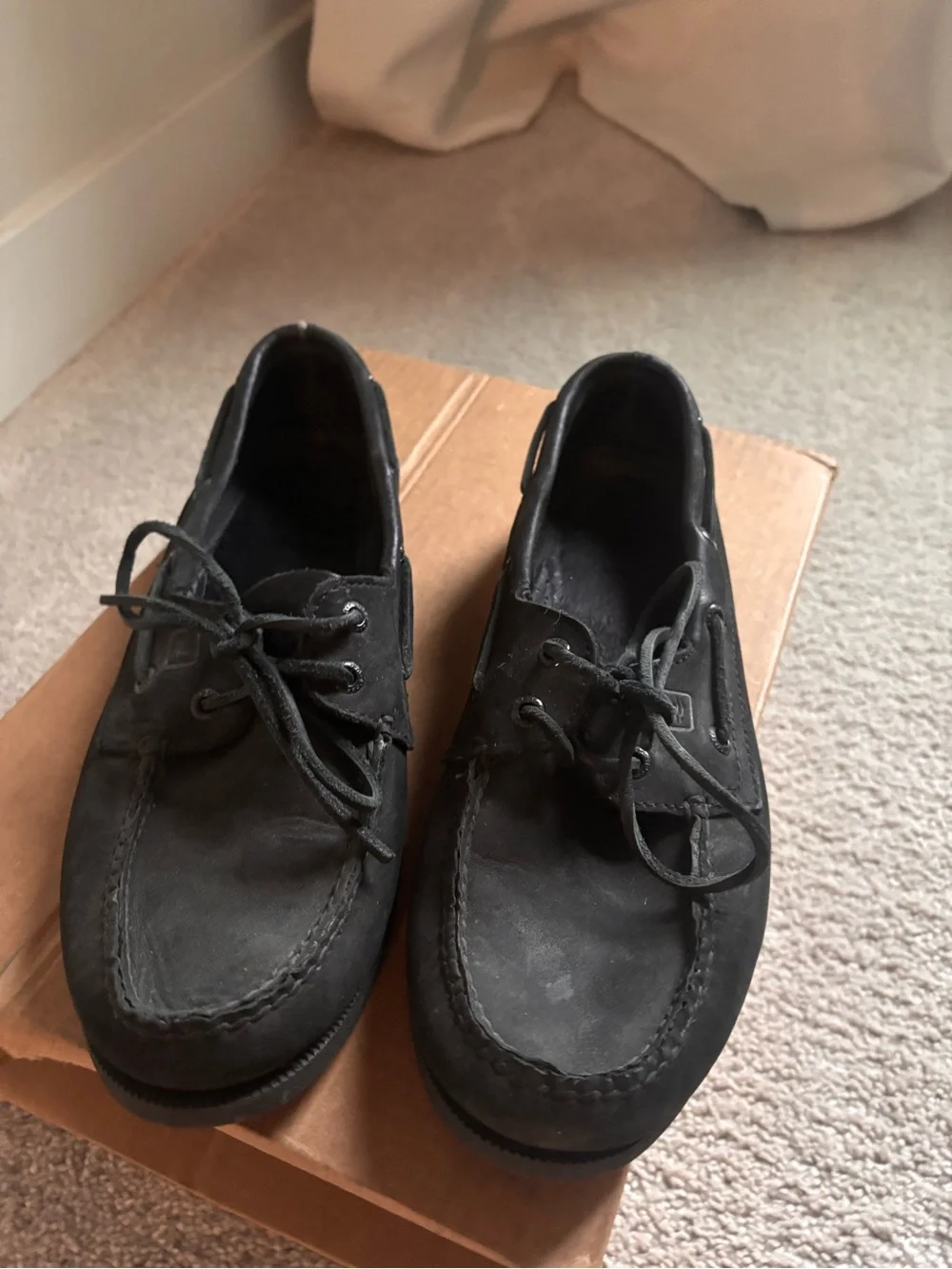Sperry Men's Black Leather Boat Shoes